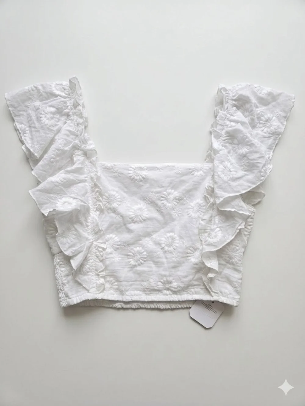 Altar'd State White Sunflower Ruffle Sleeve Crop Top Size XL NWT - Picture 2 of 9